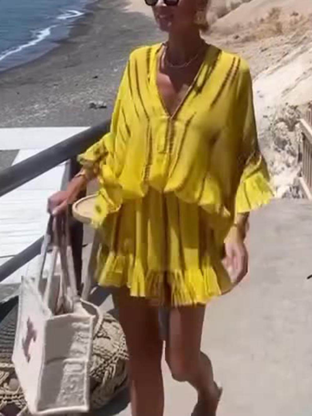 Lara™ | Soft V-Neck Casual Mini Dress