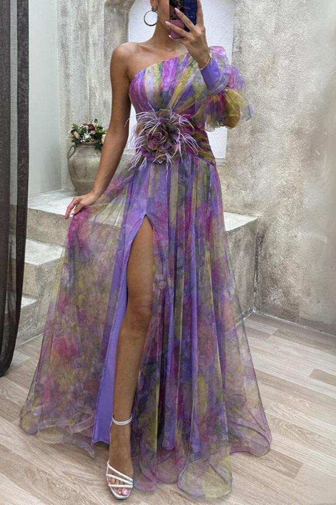 Kayla™ | Asymmetrical Long Floral Dress