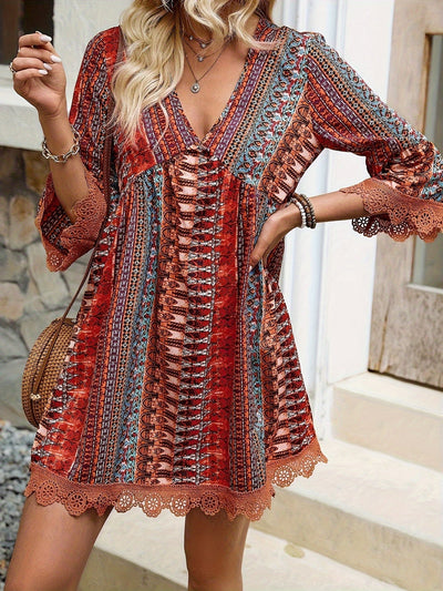 Sofie™ | V-Neck Lace Trim Dress