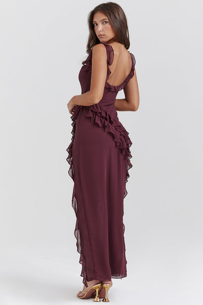 Lola - Long Dress with Ruffles and Opening