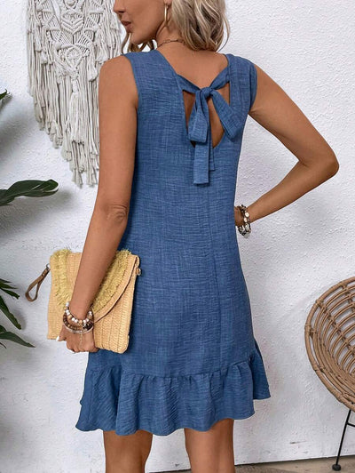 Breezaya Women's Backless Sleeveless Dress With Tie Back Design For Summer Vacation Beach Outfit