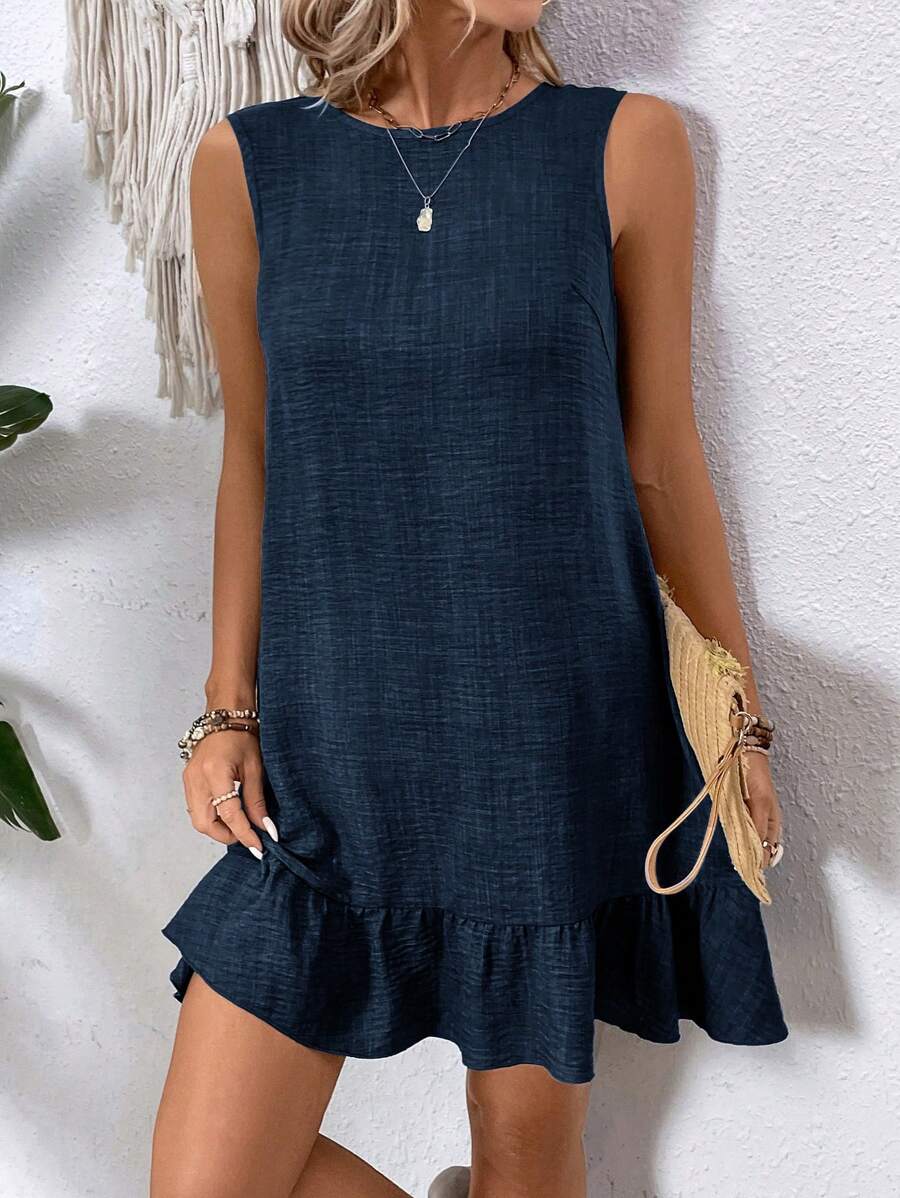 Breezaya Women's Backless Sleeveless Dress With Tie Back Design For Summer Vacation Beach Outfit