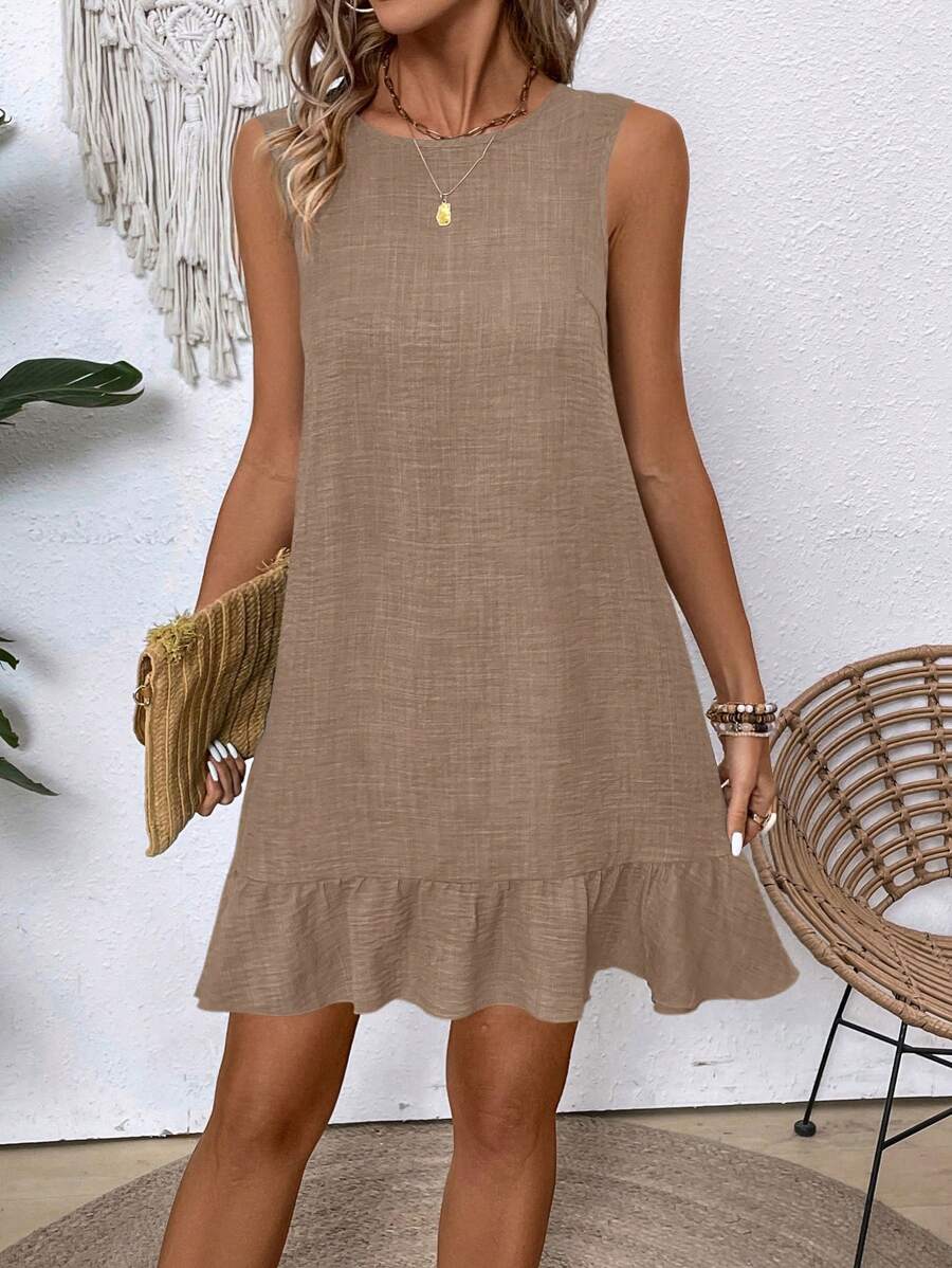 Breezaya Women's Backless Sleeveless Dress With Tie Back Design For Summer Vacation Beach Outfit