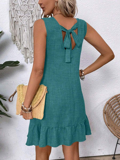 Breezaya Women's Backless Sleeveless Dress With Tie Back Design For Summer Vacation Beach Outfit