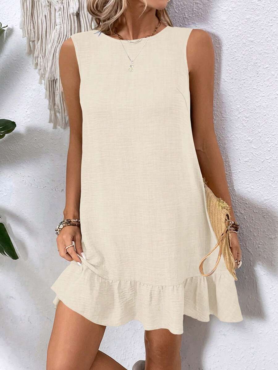 Breezaya Women's Backless Sleeveless Dress With Tie Back Design For Summer Vacation Beach Outfit