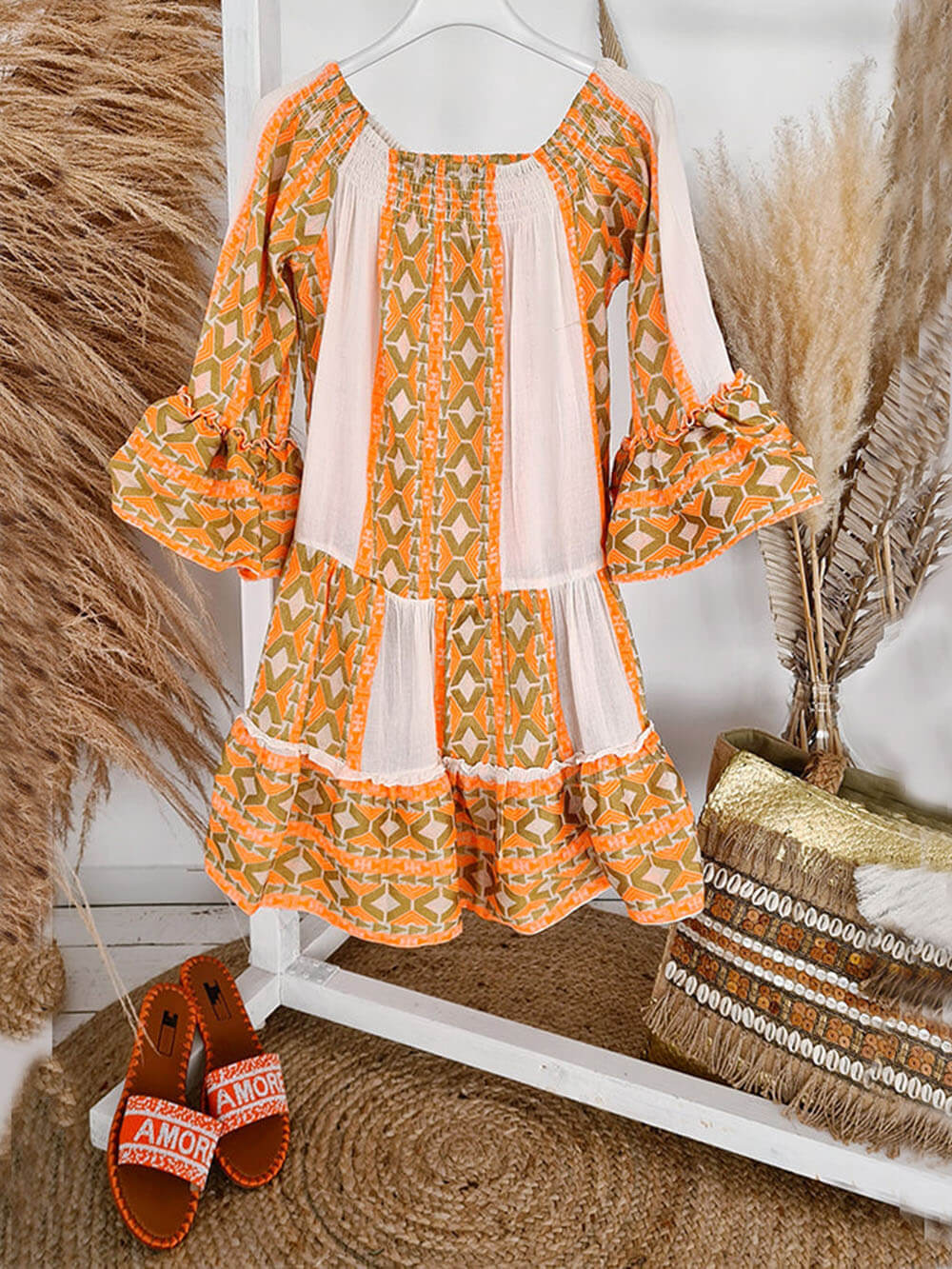 Joyce™ | Boho Off Shoulder Mini Dress
