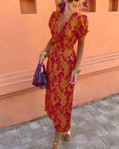Angelina™ | Stunning V-Neck Midi Dress