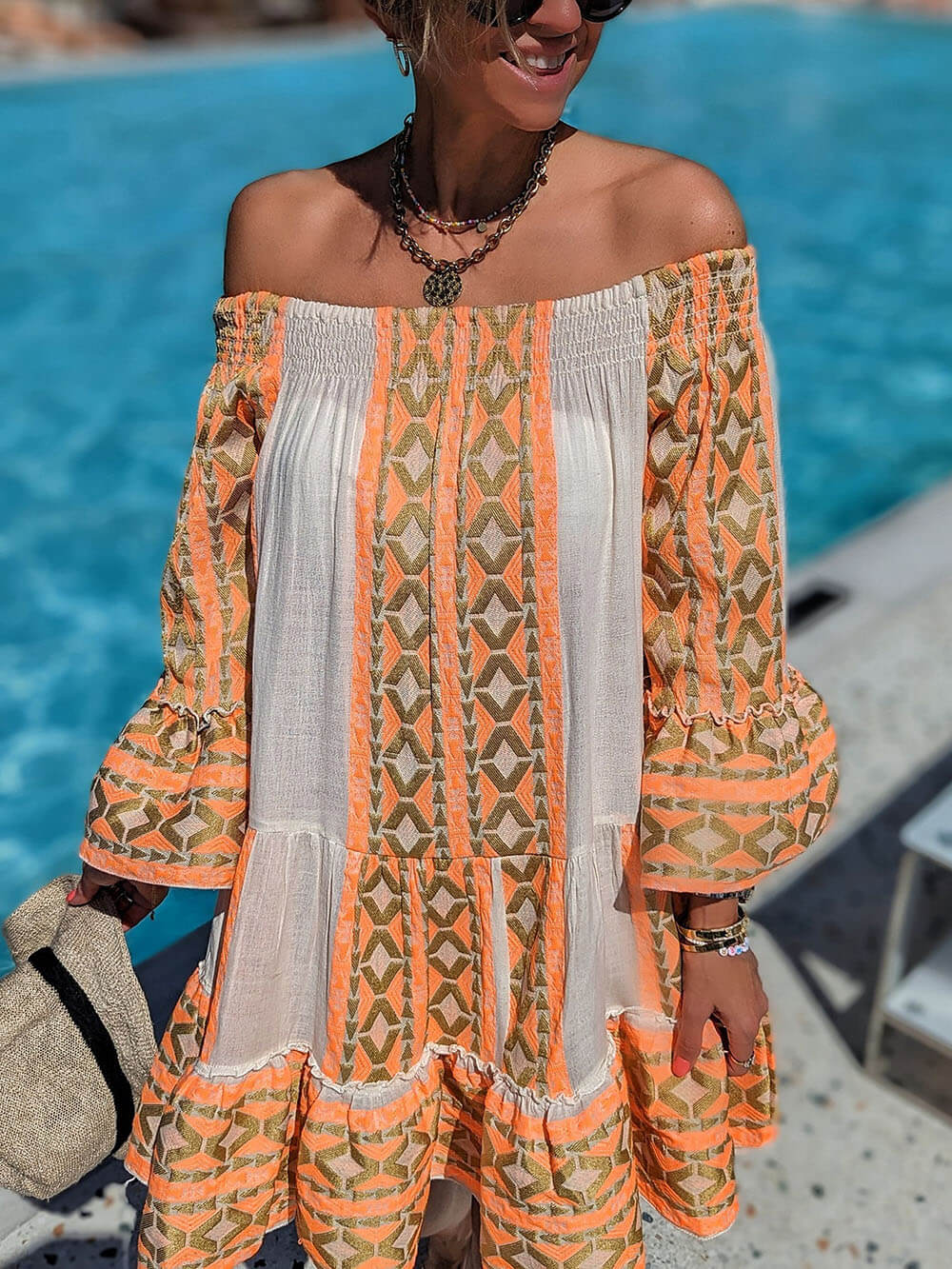 Joyce™ | Boho Off Shoulder Mini Dress