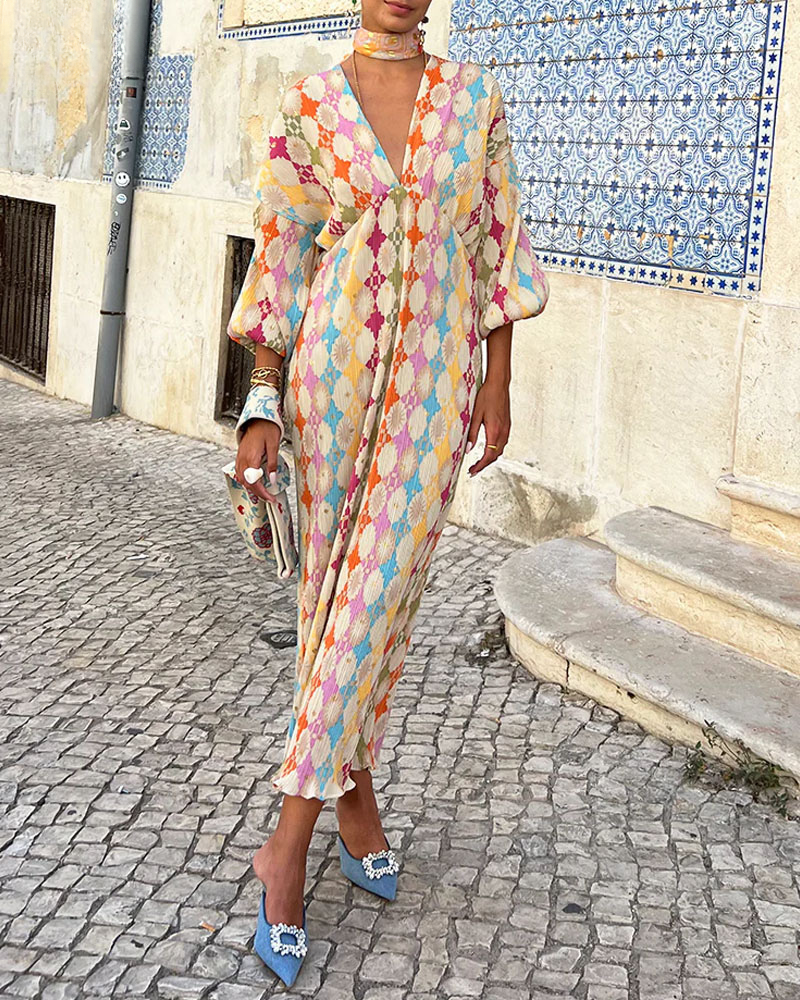 Lilian™ | Vibrant Puff Sleeve Maxi Dress