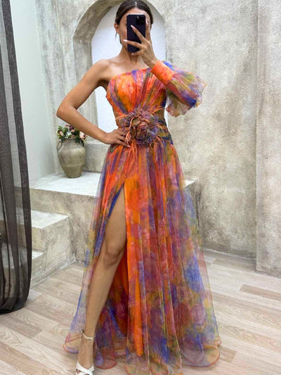 Kayla™ | Asymmetrical Long Floral Dress