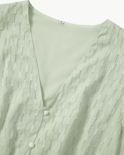 Lara™ | Dress with V-neck and Ruffled Sleeves