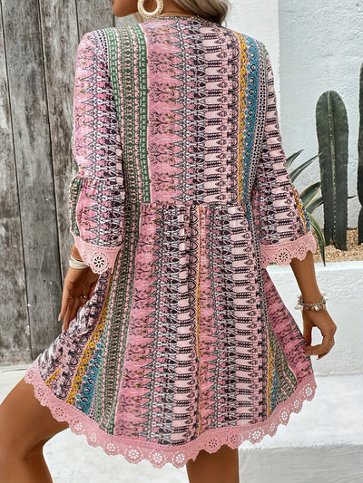 Sofie™ | V-Neck Lace Trim Dress