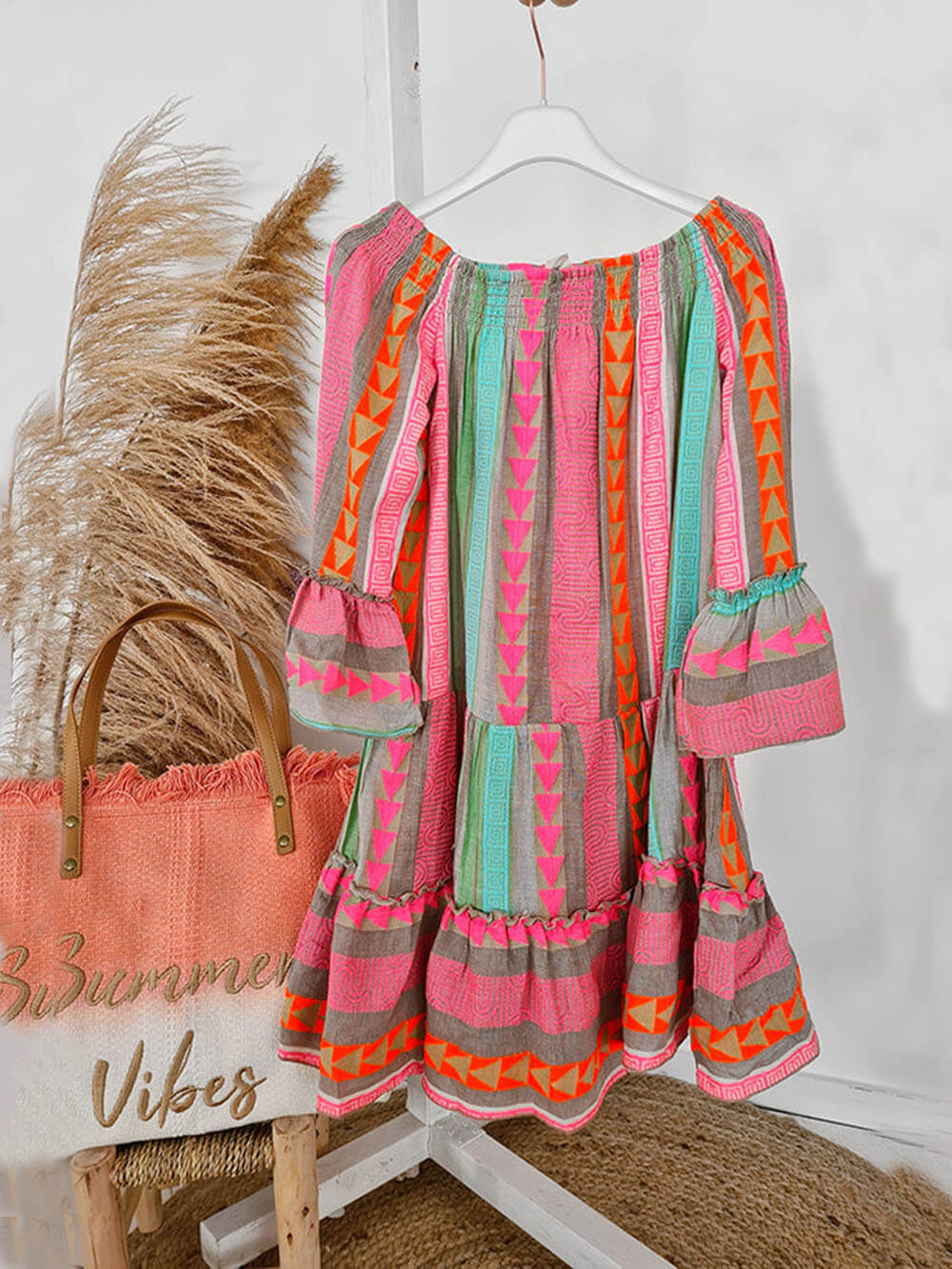 Joyce™ | Boho Off Shoulder Mini Dress