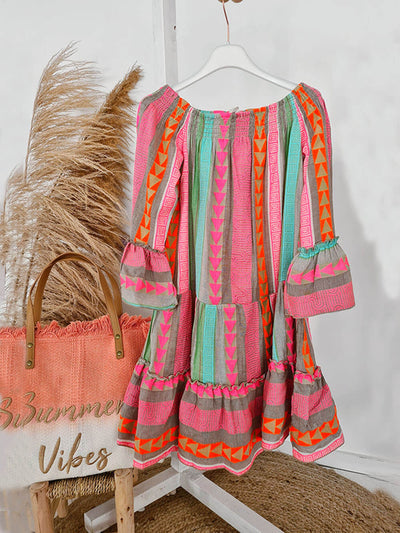 Joyce™ | Boho Off Shoulder Mini Dress