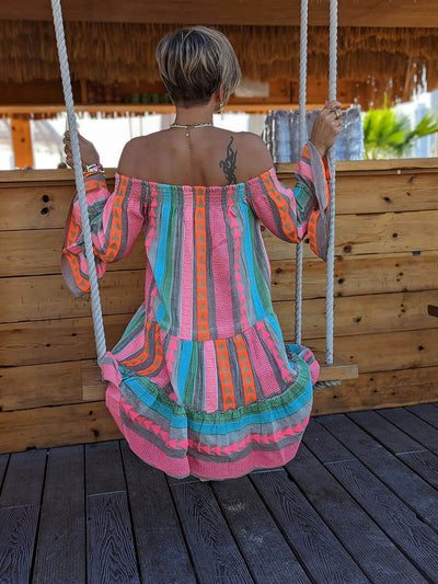 Joyce™ | Boho Off Shoulder Mini Dress
