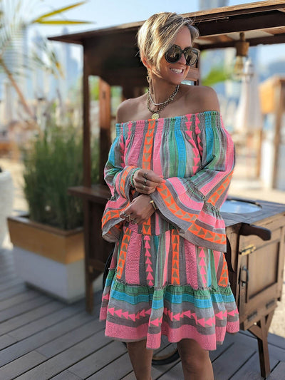 Joyce™ | Boho Off Shoulder Mini Dress