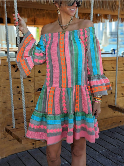 Joyce™ | Boho Off Shoulder Mini Dress