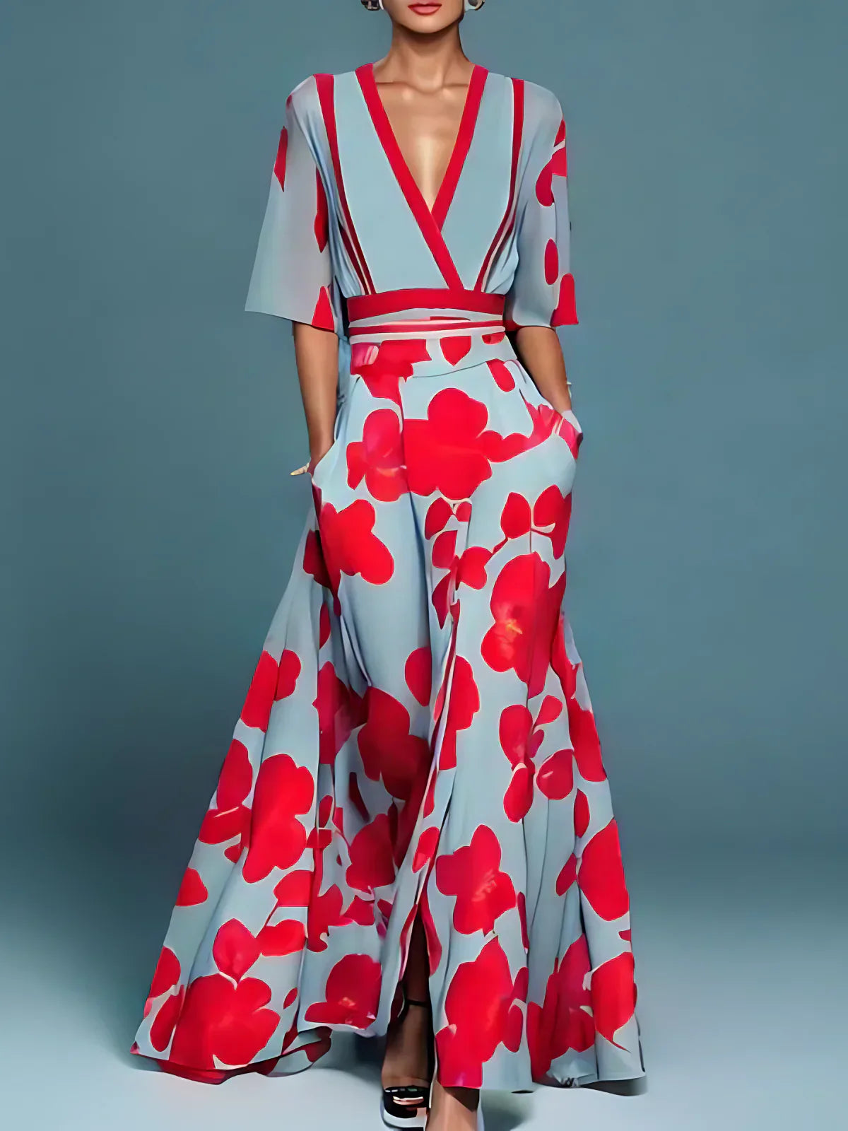 Tiara™ |  V-Neck Floral Dress