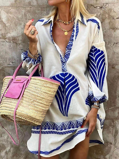 Amber™ | Printed Long Sleeve Mini Dress