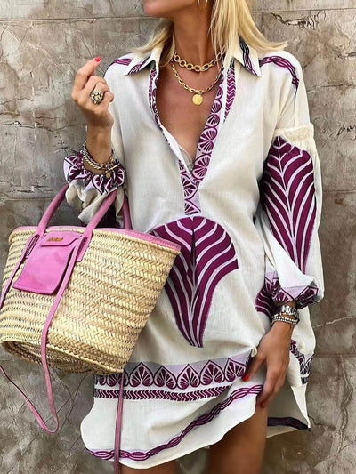 Amber™ | Printed Long Sleeve Mini Dress