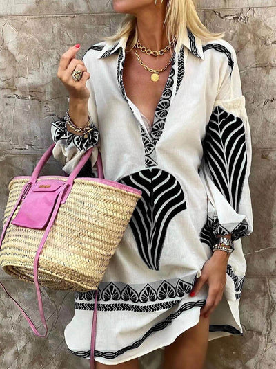 Amber™ | Printed Long Sleeve Mini Dress