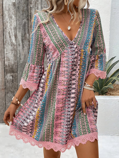 Sofie™ | V-Neck Lace Trim Dress