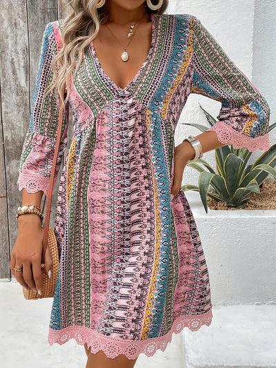 Sofie™ | V-Neck Lace Trim Dress
