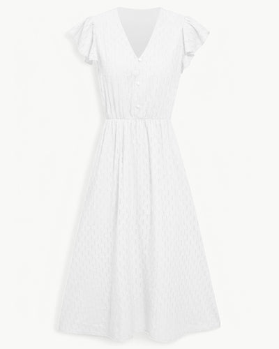 Lara™ | Dress with V-neck and Ruffled Sleeves