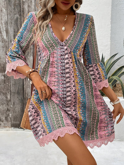 Sofie™ | V-Neck Lace Trim Dress