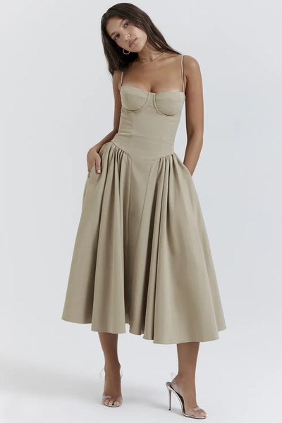 Liana ™ | Sleeveless Corset Midi Dress