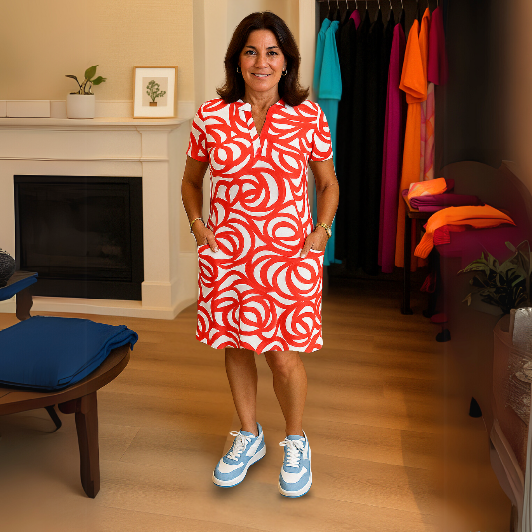 Monique™ | Print dress with V-neck