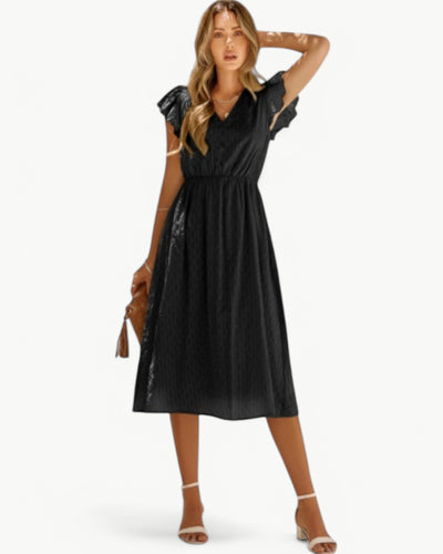 Lara™ | Dress with V-neck and Ruffled Sleeves