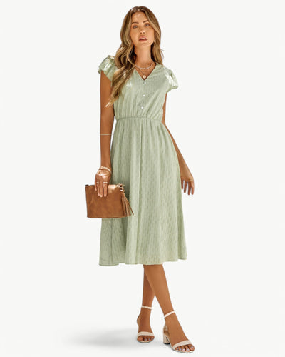 Lara™ | Dress with V-neck and Ruffled Sleeves