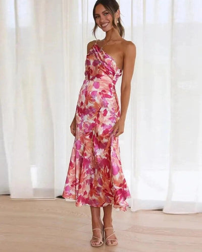 Carina™ | Asymmetrical Maxi Dress with Floral Pattern