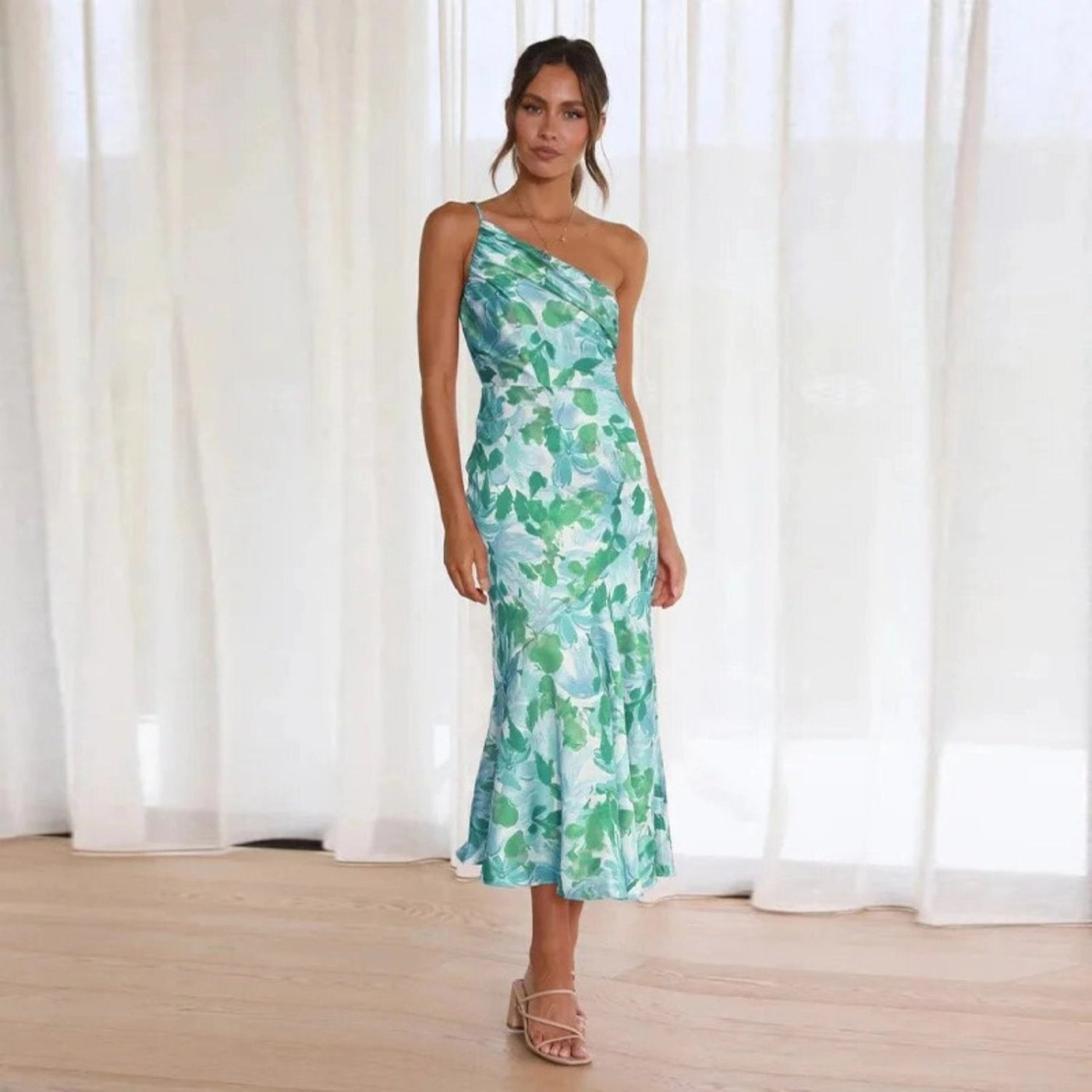 Carina™ | Asymmetrical Maxi Dress with Floral Pattern