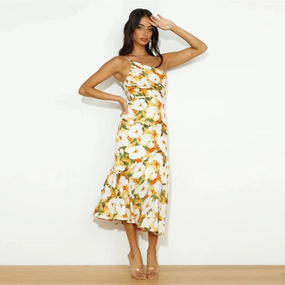 Carina™ | Asymmetrical Maxi Dress with Floral Pattern
