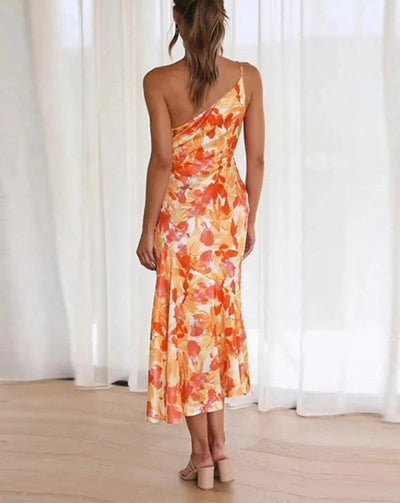 Carina™ | Asymmetrical Maxi Dress with Floral Pattern