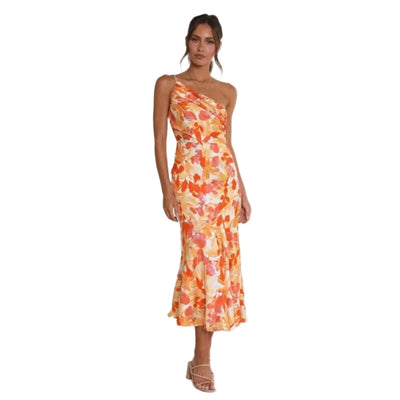 Carina™ | Asymmetrical Maxi Dress with Floral Pattern