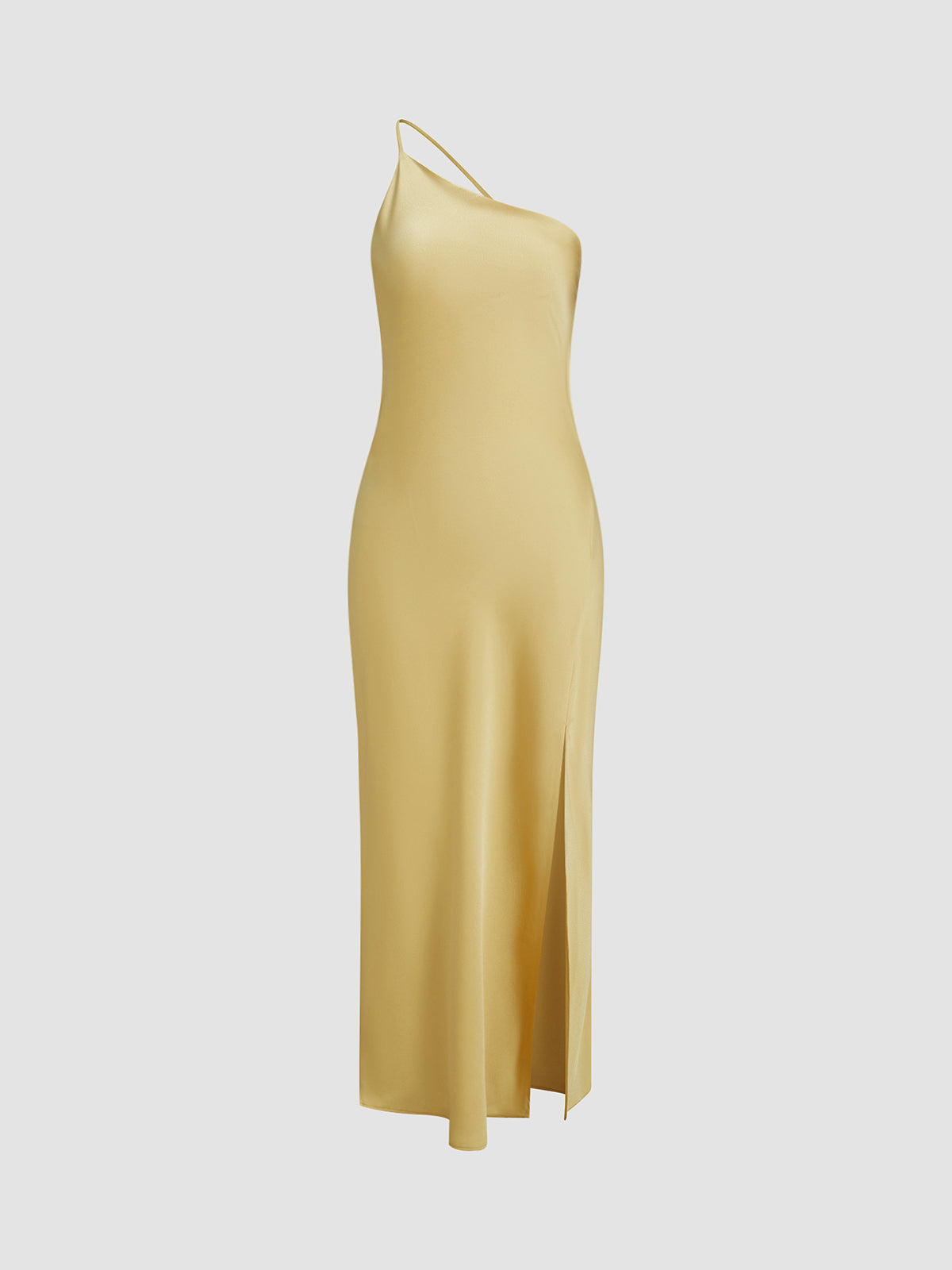 Elegant Satin Maxi with Open Back and Slit Detail