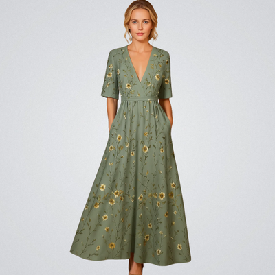 Elisa - Elegant Wrap Dress with Flowers