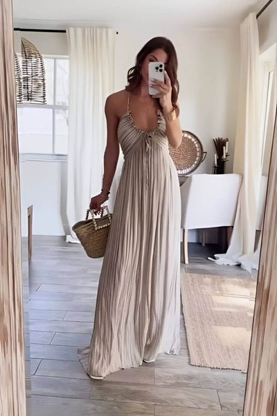 Lanie™ | Chic Pleated Maxi Dress