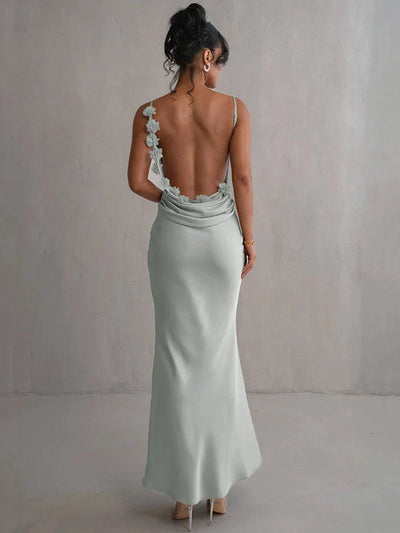 Cassiane - Satin Floral Dress