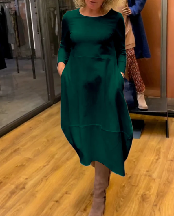 Clara™ | Abito midi nero con tasche