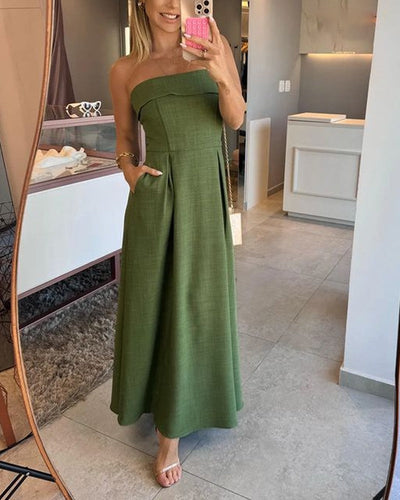 Annie™ | Elegant Strapless Midi Dress