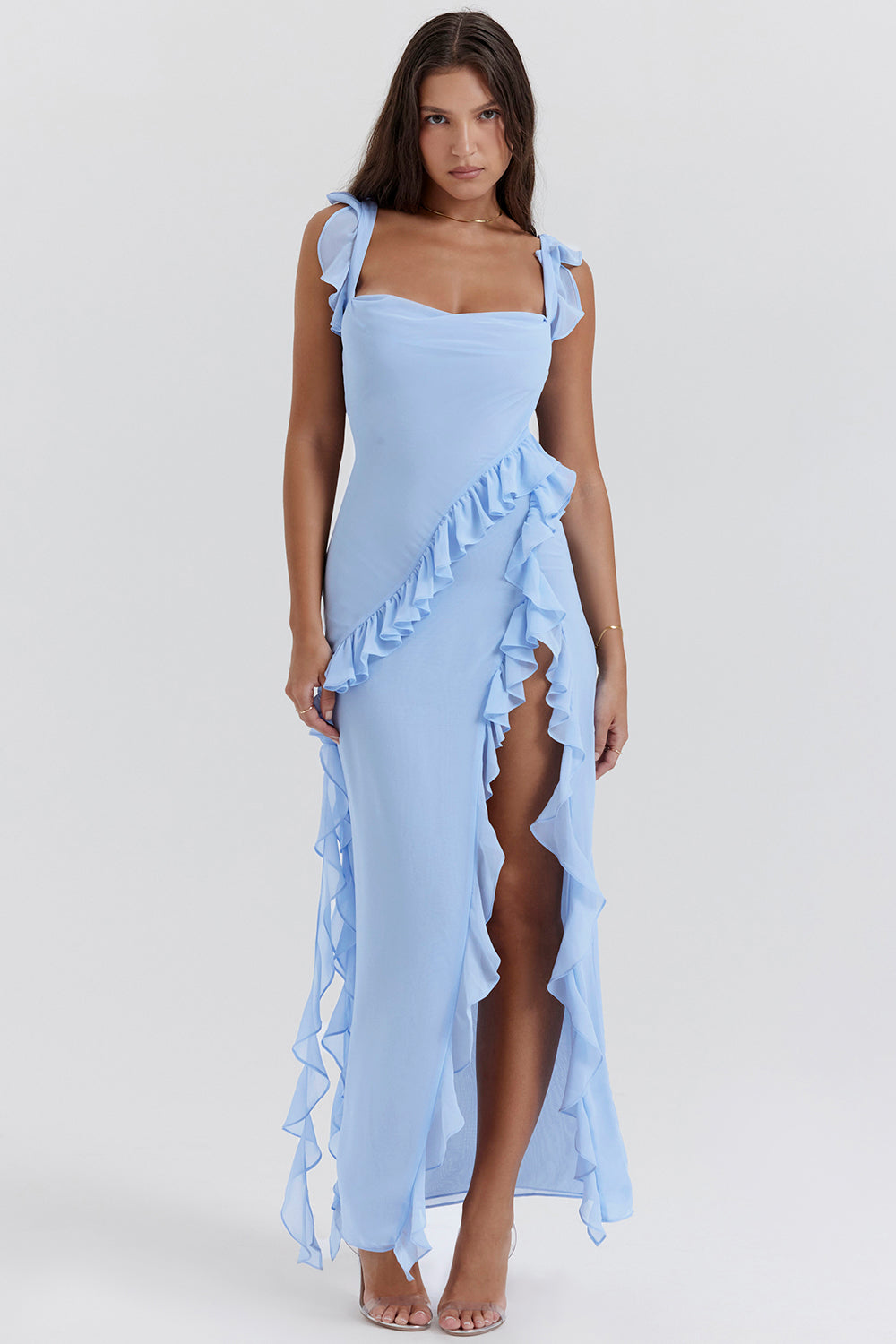 Lola - Long Dress with Ruffles and Opening