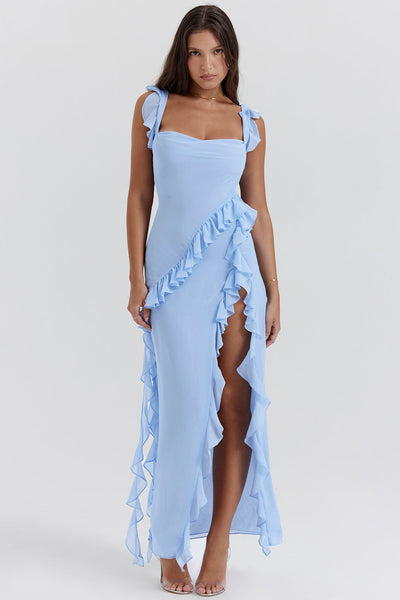 Lola - Long Dress with Ruffles and Opening