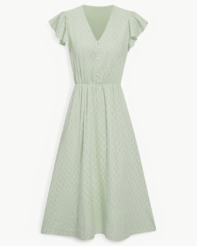 Lara™ | Dress with V-neck and Ruffled Sleeves