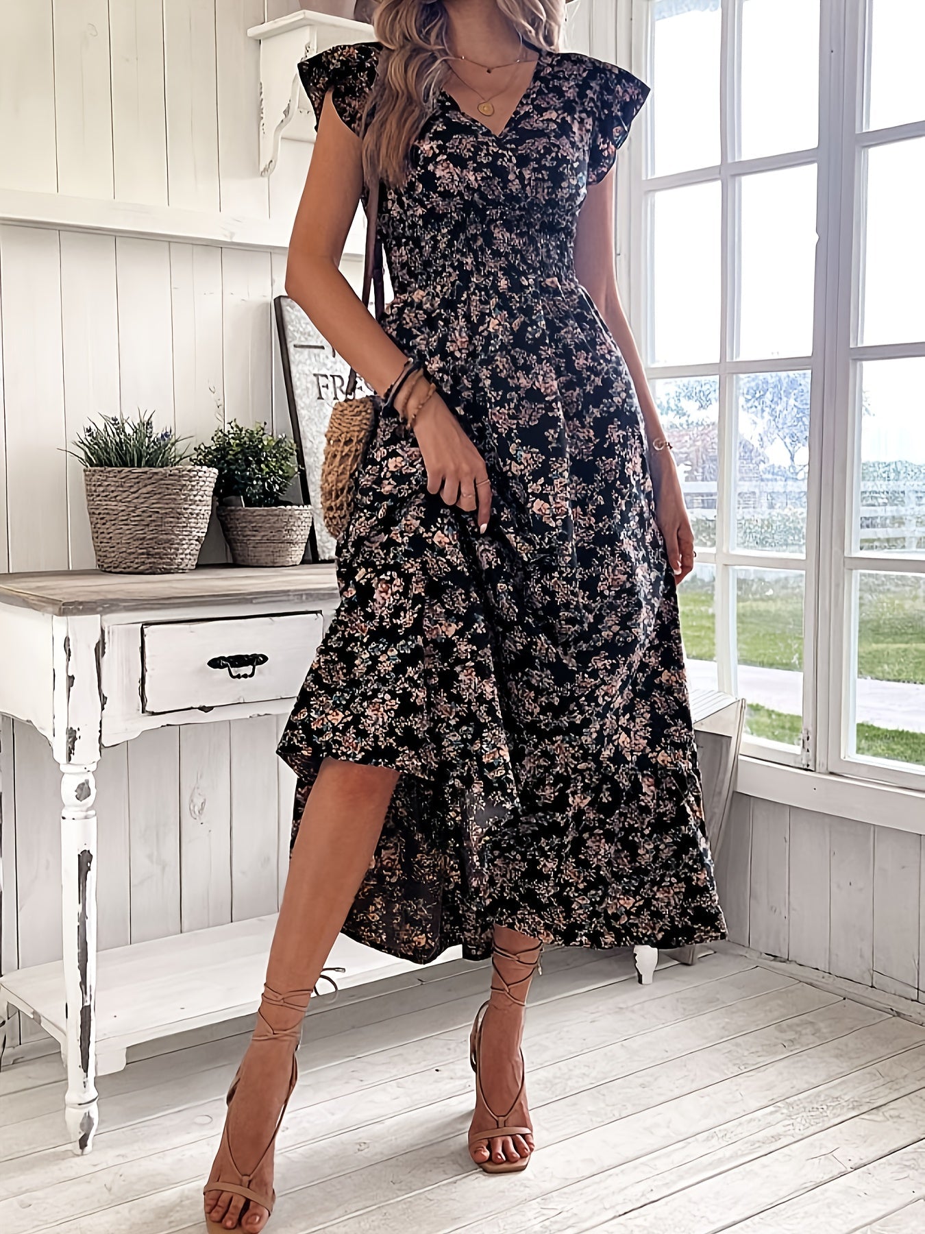 Jessa™ | Floral Print Waist Dress