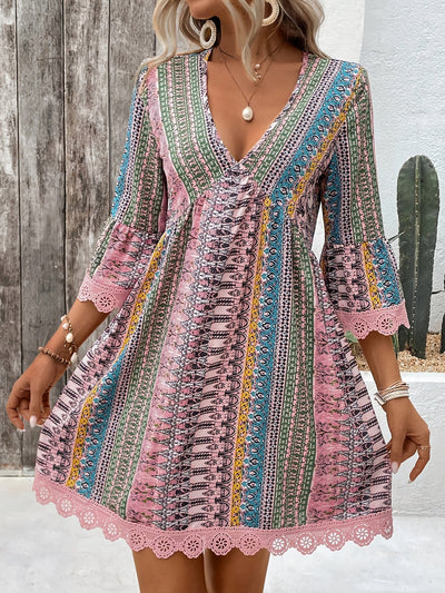 Sofie™ | V-Neck Lace Trim Dress