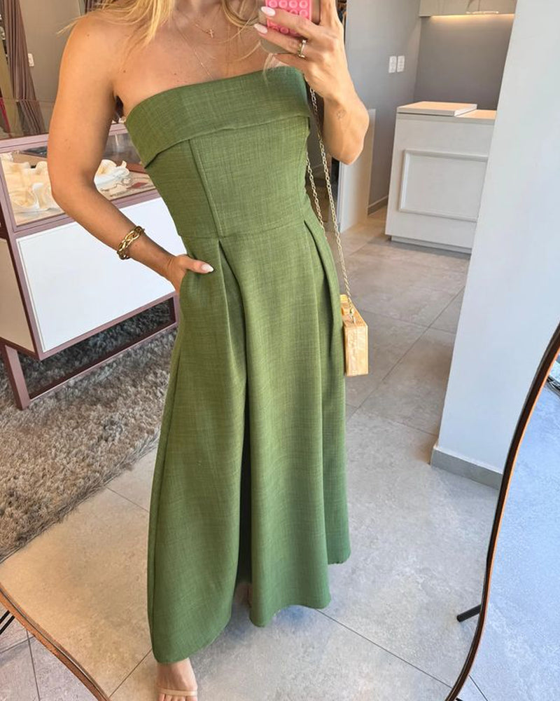 Annie™ | Elegant Strapless Midi Dress